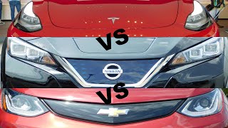2019 Tesla Model 3 vs 2019 Chevy Bolt vs 2019 Nissan Leaf--Comparison