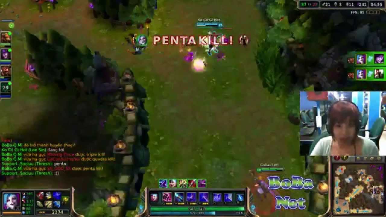 Liên Minh Huyền Thoại: nữ game thủ BoBa.Q.Mì Pentakill với Jinx