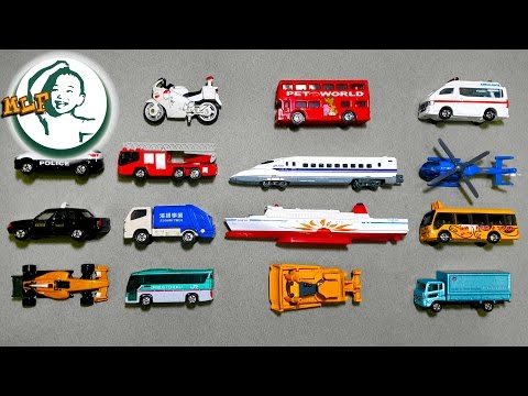 Learning street vehicles names and sounds for kids with Tomica 2015 |トミカ