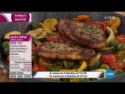 Curtis Stone (8) 6oz Boneless Pork Ribeye Steaks with...