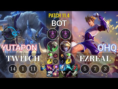 DFM Yutapon Twitch vs Ohq Ezreal Bot - KR Patch 11.4