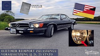 Rejestracja R107 sprowadzonego z USA — dokumenty i przeróbki do przeglądu