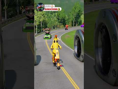 Crazy Cars Crossing Giant Venom Foot Bollard Gate with Spider-Man Head Bollard in BeamNG.drive