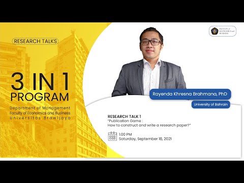 Research talks 2 : "Publication Game : How to construct and write a research paper?"