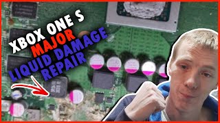 Xbox One S Major Liquid Damage Diagnosis & Repair - Blown Mosfets, RAM Reballs & A Nightmare Job