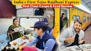 India’s First Tejas Rajdhani First AC Coupe Journey || Luxurious Service & IRCTC food Review 😀 Ep1