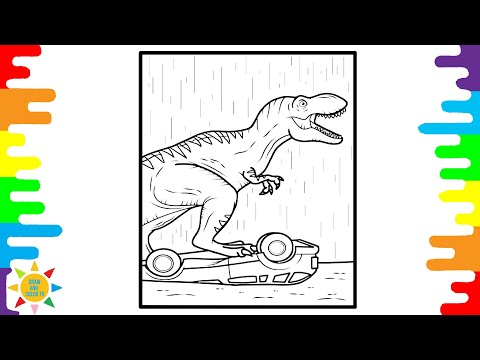 Tyrannosaurus Destroys The Car Coloring Page | Tyrannosaurus Coloring|Elektronomia&RUD-Rollercoaster