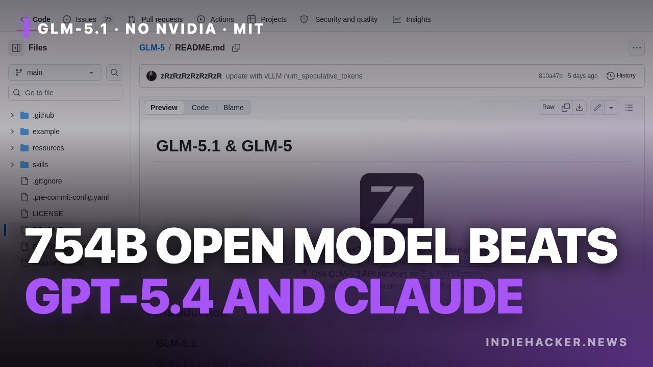 Zhipu's 754B open model just beat GPT-5.4 on SWE-Bench Pro