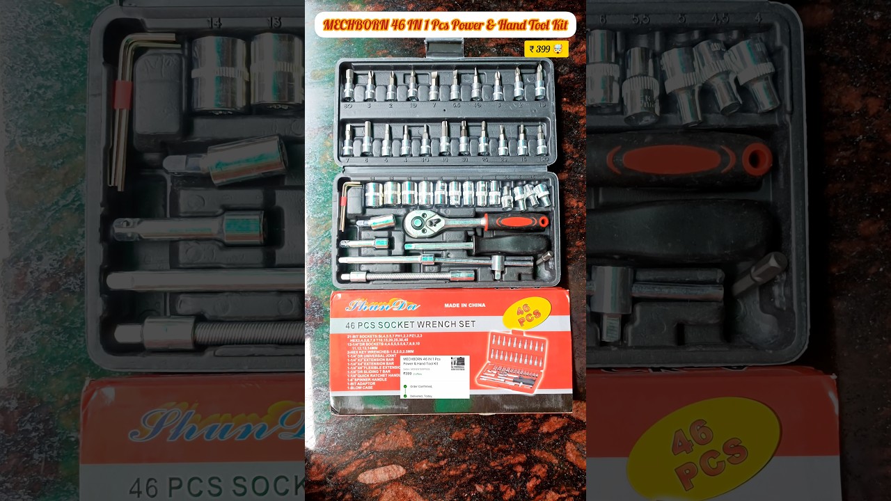 MECHBORN 46 IN 1 Pcs Power & Hand Tool Kit 🤩😍 #shorts #short #tools #bike #sockets #tool #biketools