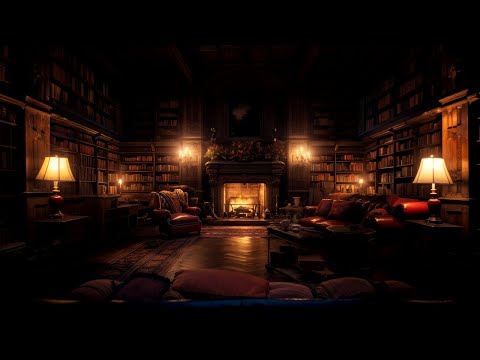This Cozy Library Room Ambience With Crackling Fire Will Help You Relax and Get the Best Sleep 💤