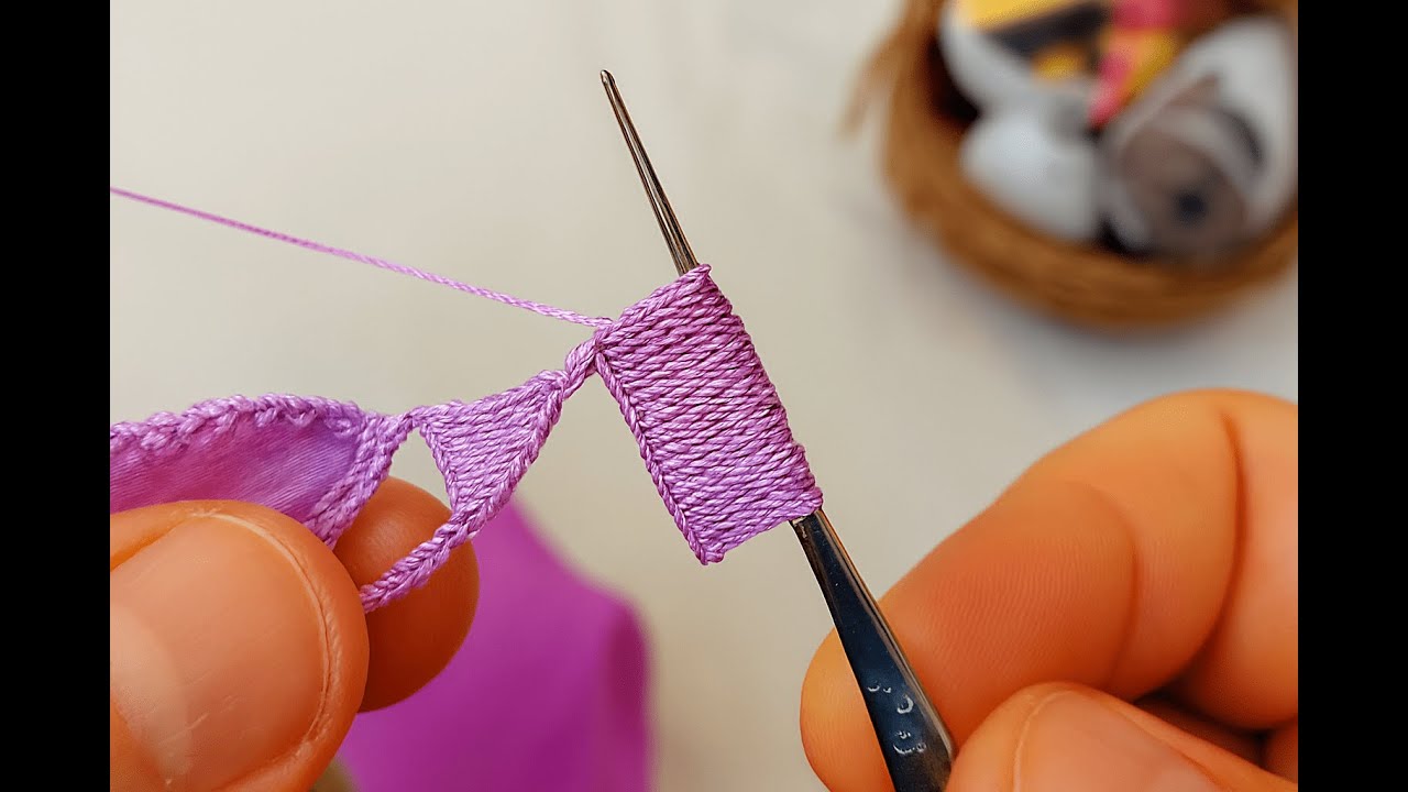 Fıstık oyasının en kolay en zarif en sade hali tek sıra fıstıklı tığ oyası