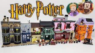 YouTube thumbnail: LEGO Harry Potter Review: Diagon Alley (2020 D2C 75978) THREE Years Later with Gringotts on the way!