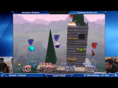 Smashacre Gluttony - CT Mew2King + CT Vex vs Sensei + Caesar - Losers Finals - Smash 64