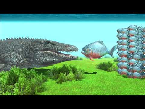 Giant Mosasaurus vs Piranha Swarm | Animal Revolt Battle Simulator