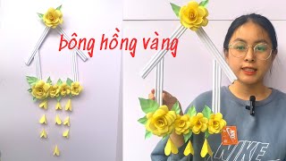 Bông hồng vàng và hình ngôi nhà - Yellow rose and house shape - HoaDuongDIY