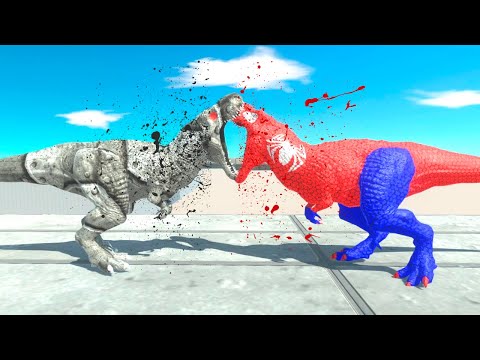 SPIDER MAN VS RHINO T REX DEATH RUN - Animal Revolt Battle Simulator
