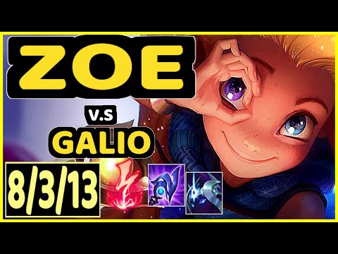 T1 FAKER (ZOE) vs GALIO - 8/3/13 KDA MID GAMEPLAY - KR Ranked DIAMOND