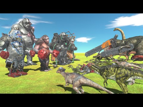 Mutant Goro VS Chainsaw T-Rex And All Dinosaurs - Animal Revolt Battle Simulator