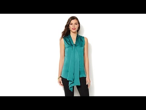 IMAN Global Chic Luxurious TieNeck Top