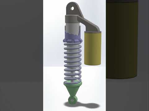 shock absorber with animated spring #cad#3dmodeling#solidworks #suspension#digitaldesign #mechanical