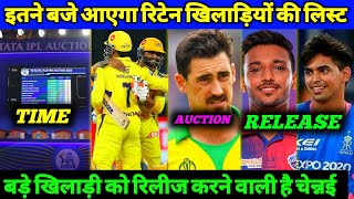 IPL - Retaintion Time Reveal, CSK Release Big Player, Tyagi and Sakariya Released, Starc in Auction