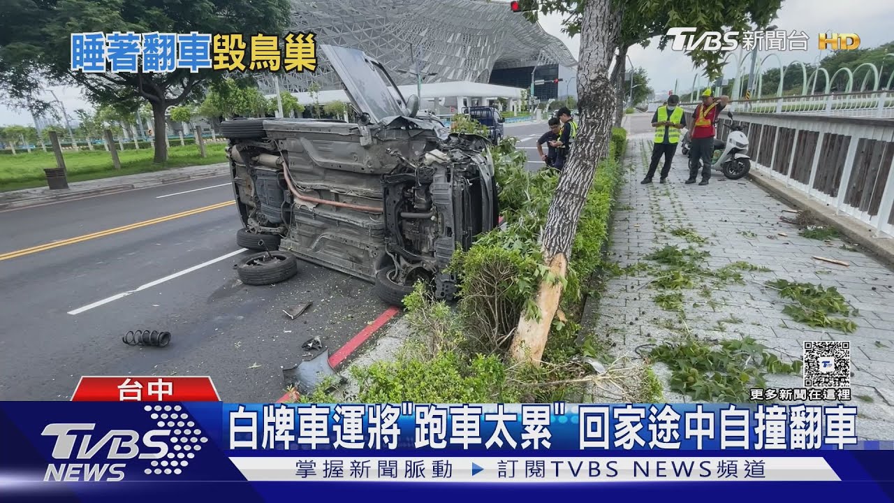 白牌車運將「跑車太累」　自撞路樹翻車　2小鳥命危