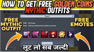 HOW TO GET FREE MYTHIC OUTFITS & SKINS IN PUBG MOBILE LITE || GOLDEN COINS KAHA KAHA SE COLLECT KARE