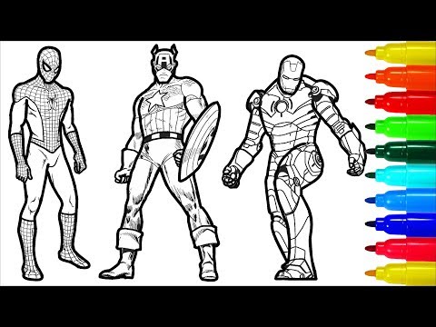 Spiderman Iron Man Captain America Wolverine Superman Coloring Pages | Superheros Coloring Pages