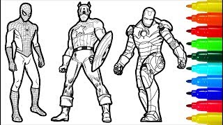 Spiderman Iron Man Captain America Wolverine Superman Coloring Pages | Superheros Coloring Pages