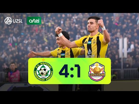 Superliga 29-tur. Neftchi - Qizilqum bahsida kiritilgan gollar va xavfli vaziyatlar (Highlights)