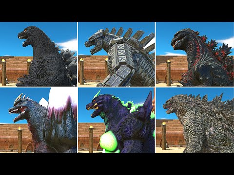 GODZILLA 2021 vs ALL GODZILLA AT THE ARENA - Animal Revolt Battle Simulator