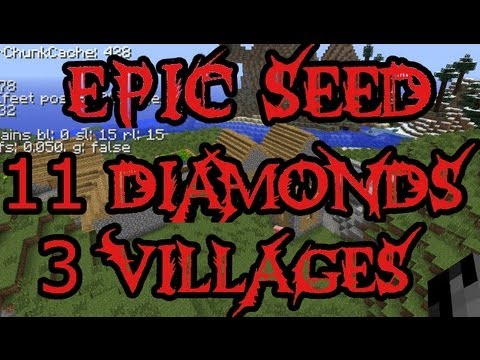 Minecraft Epic Seeds - 11 Diamonds, 3 NPC Villages, 2 Desert Temples, Jungle Temple #6