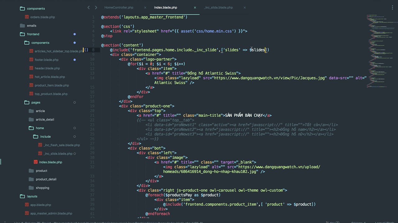 [Seri] - Website đồng hồ - Hiển thị slide trang chủ