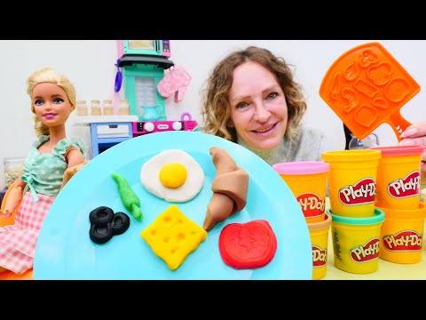Play Doh Schule mit Nicole. Frühstücksteller für Barbie. Knete Ideen für Kinder