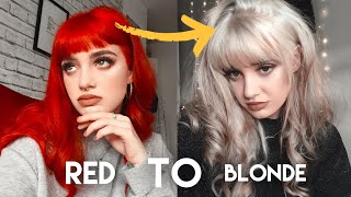 How I Went From Bright Red To Blonde At Home!