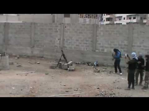 استهداف كتيبة عمر بن عبد العزيز ولواء أسود التوحيد بقذائف الهاون مواقع قوات النظام والشبيحة في شارع نسرين في مدينة دمشق