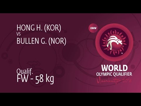 Qual. FW - 58 kg: G. BULLEN (NOR) df. H. HONG (KOR) by FALL, 6-0