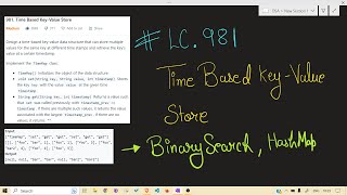 YouTube video 'LeetCode | 981. Time Based Key-Value Store | Binary Search'