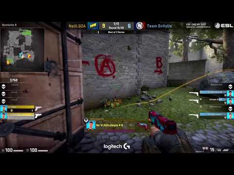 CS:GO - s1mple AMAZING pistol round ace (2v5) - NaVi vs EnVyUs - ESL One New York 2017