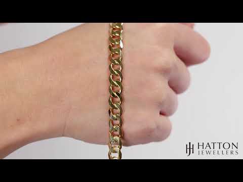 9ct Yellow Gold Classic Italian Curb Bracelet - 7.75mm - 7" - Ladies