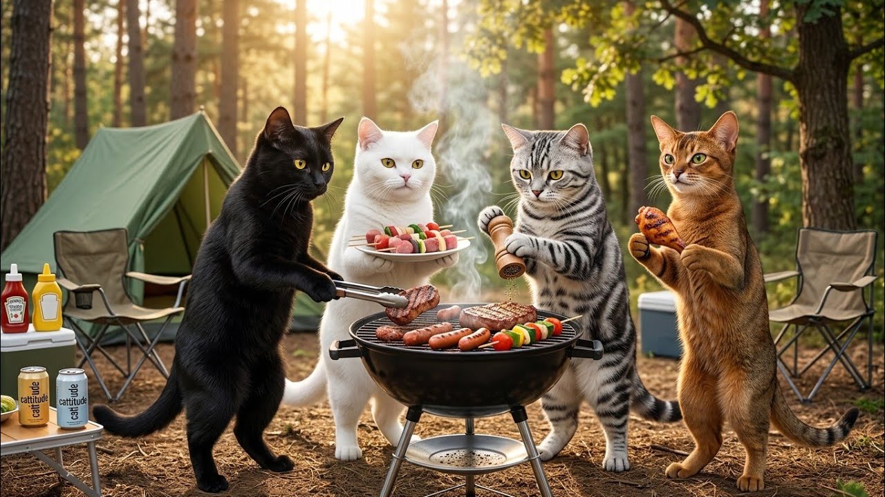 性格が違う猫たちの個性が詰まったBBQパーティー 
