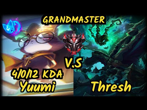 DoRaoN (YUUMI) vs THRESH - 4/0/12 KDA BOTTOM SUPPORT GAMEPLAY - KR Ranked GRANDMASTER