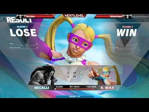 SF5 @ NLBC v.4 - Rico Suave (Necalli) vs Rainbow Impact (R. Mika) [720p/60fps]