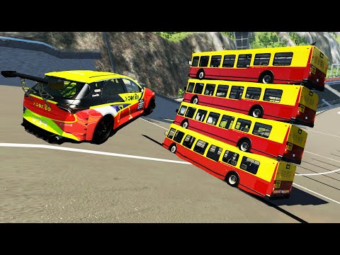 BUS WALL Destruction - Beamng DRIVE  - Crash Therapy