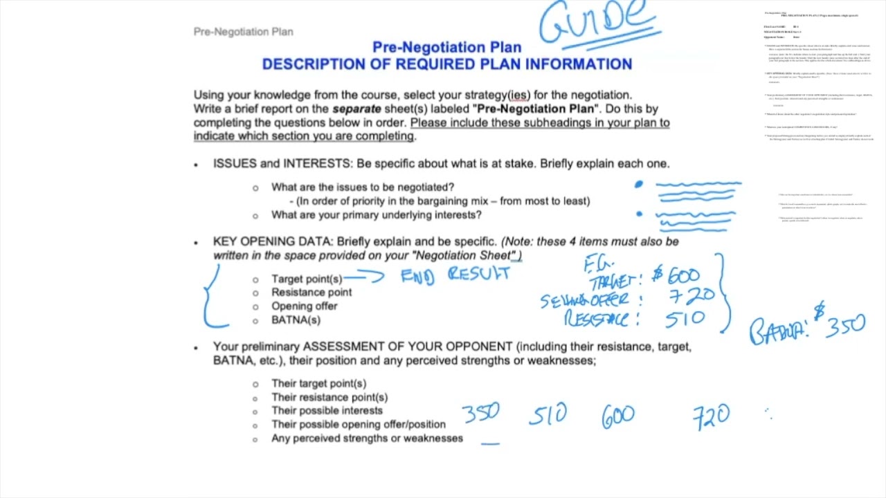 NEGOTIATION PLAN GUIDE   VIdeo Tutorial 2022