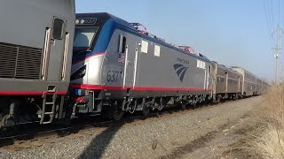 preview picture of video 'Brand New ACS-64 Electric Unit on California Zephyr at Ottumwa'