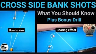 Bank shot physics/spin control/Note correction @ 3:38 time mark; tip indicator should be on left