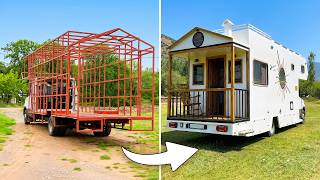 Couple Build Stunning Caravan Home on an Empty Truck Chassis | Full Transformation @seyyarhane ​