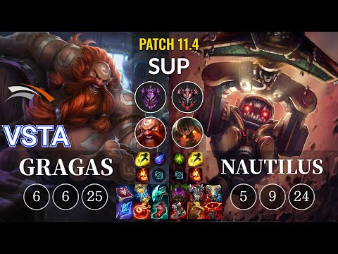 HLE Vsta Gragas vs Nautilus Sup - KR Patch 11.4