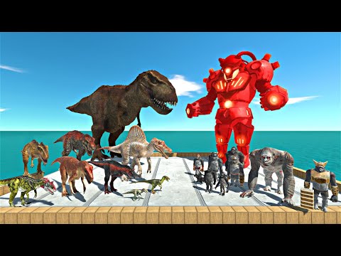 Battle on the Roof | Wild Dinosaurs vs Mutant Primates - Animal Revolt Battle Simulator